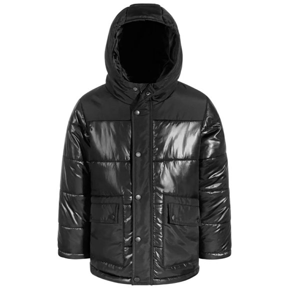 S ROTHSCHILD & CO Big Boys Mixed Media Cire Parka Black Size L MSRP $100